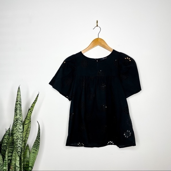 Madewell Daisy Eyelet Flutter-Sleeve Yoke Top XXS - Picture 4 of 10